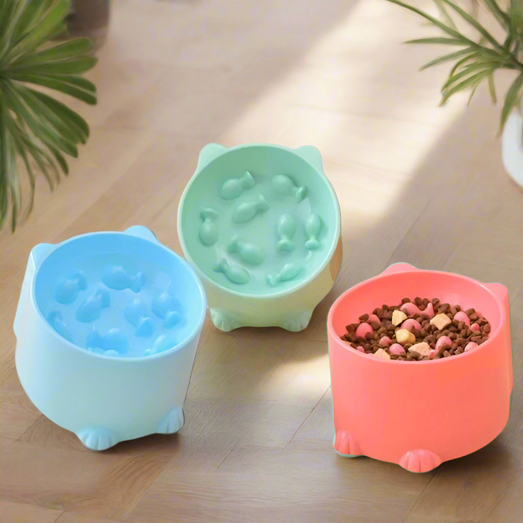 Gamelle anti glouton chat, bol ergonomique, ensemble de bols ralentisseurs pour chats, favorisant une alimentation lente et saine, avec design surélevé ergonomique.
