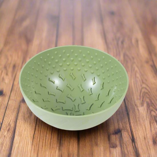 Gamelle anti-glouton chat avec motif os couleur vert pour ralentir l'alimentation des chats