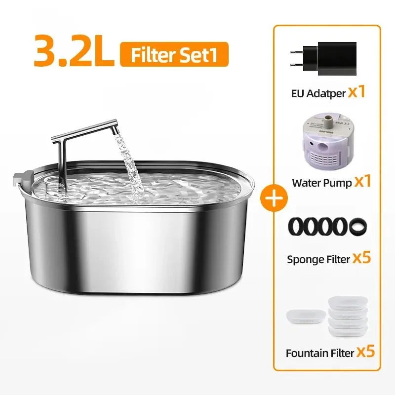 Fontaine à eau pour chat - ROJECO en acier inoxydable