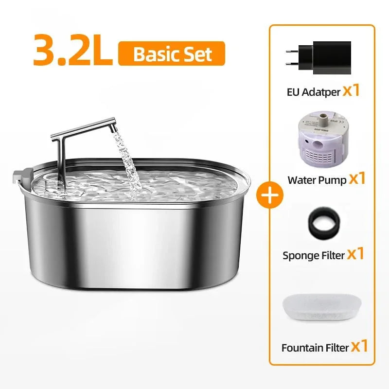 Fontaine à eau pour chat - ROJECO en acier inoxydable