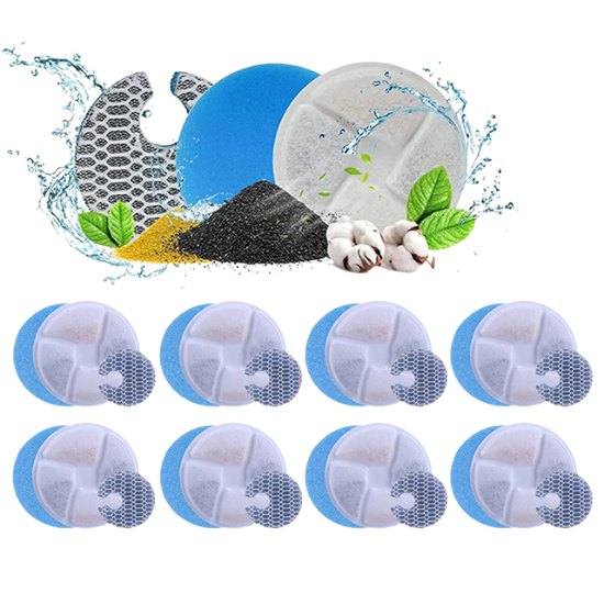 Filtre pour fontaine à eau pour chat en acier inoxydable charbon coton et résine naturelle