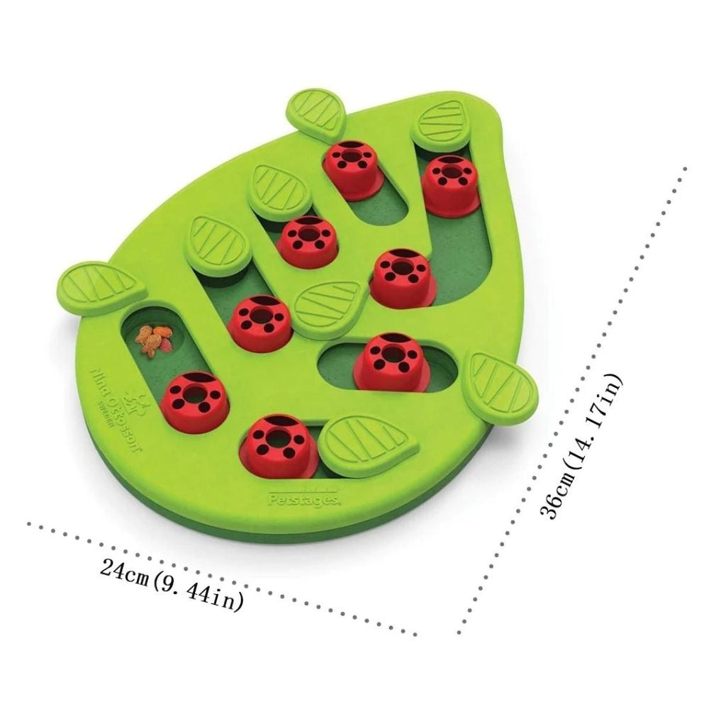 Dimensions gamelle anti glouton chat éveille l’instinct de chasse jeu de cache-cache avec des friandises forme feuille verte