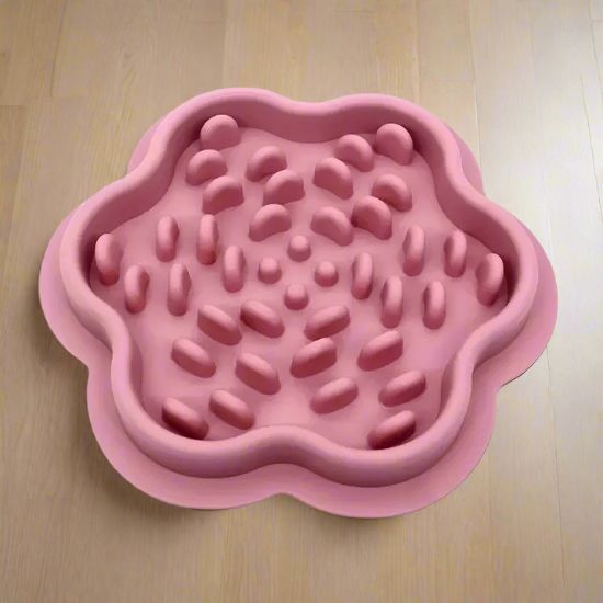 Gamelle anti glouton chat rose forme fleur avec picots