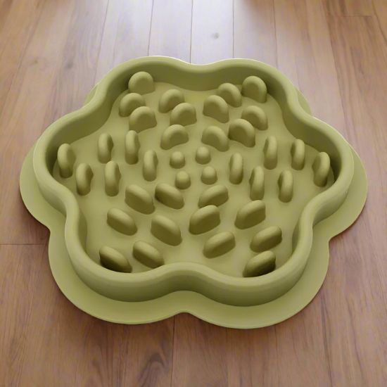 Gamelle anti glouton chat en silicone vert design puzzle