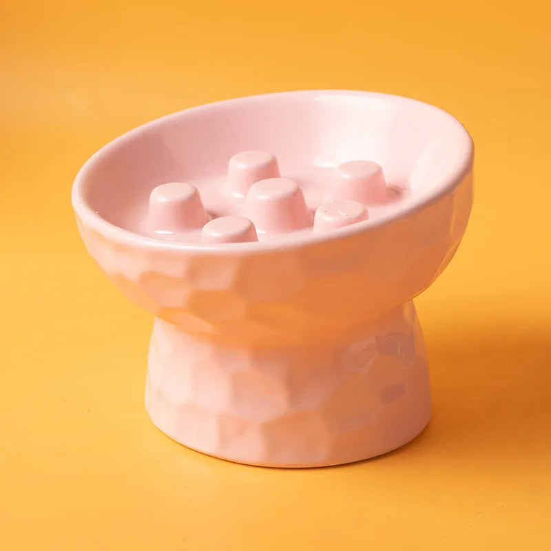 gamelle anti glouton pour chat en céramique hygiénique rose