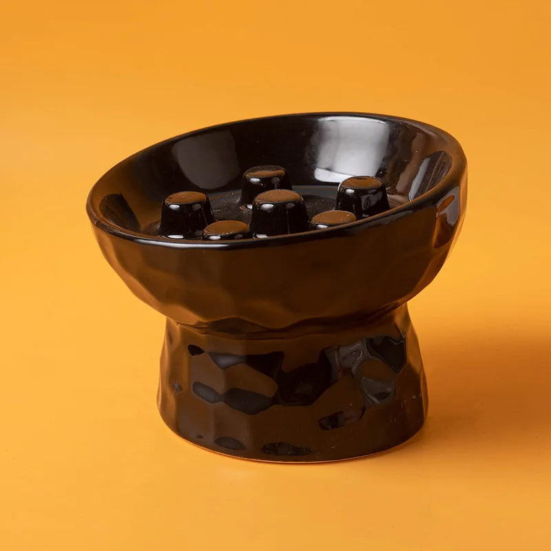 gamelle anti glouton pour chat en céramique hygiénique noir
