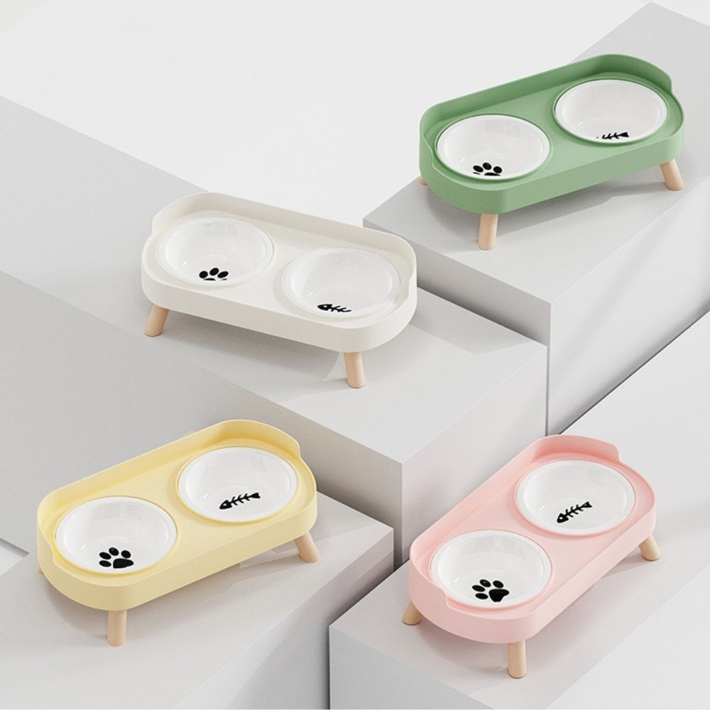 gamelle chat surélevée en céramique design double bols