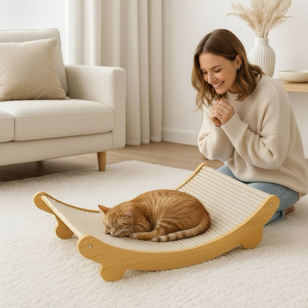 Griffoir pour Chat – Lit incurvé en sisal- Ecoscratch