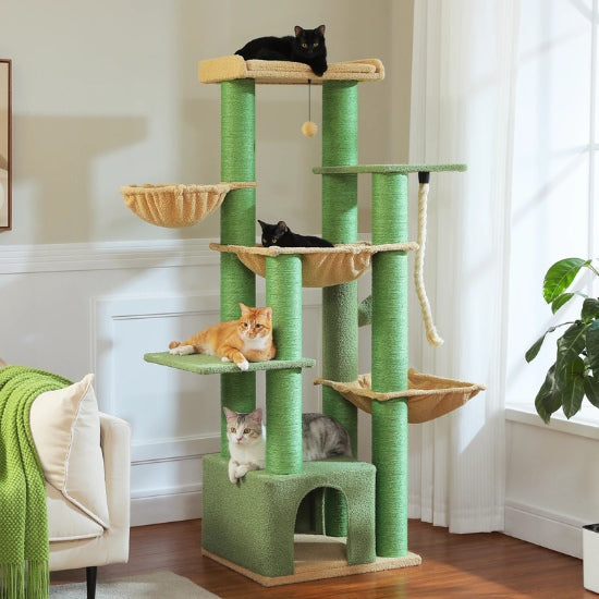 arbre a chat maine coon vert cactus multi chats lt pour chat hamac et maison hauteur 170cm
