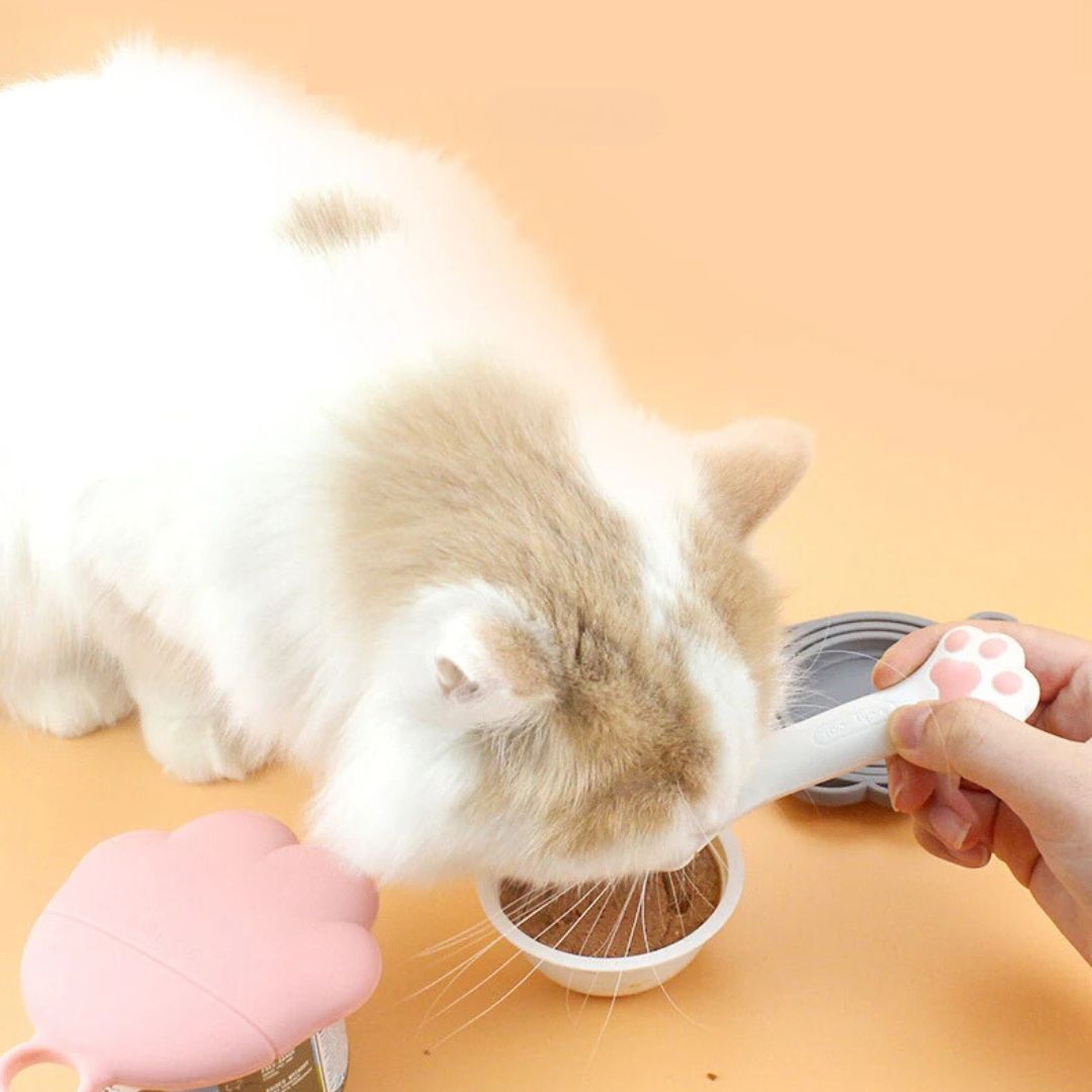 Cuillère multifonction avec couvercle fraicheur pour chat | KittyPaw™