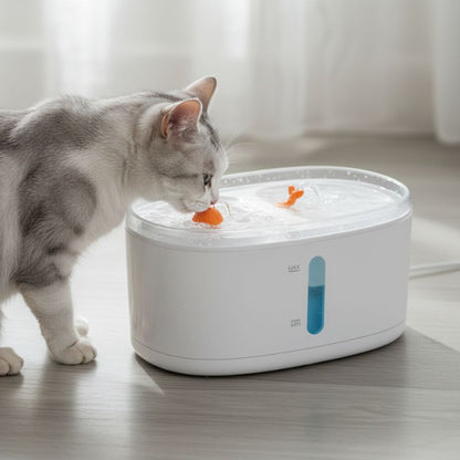 fontaine a eau chatavec filtre charbon design baleine avec chat buvant eau couleur blanc