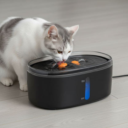 fontaine a eau chat avec filtre charbon design baleine avec chat buvant eau couleur noir