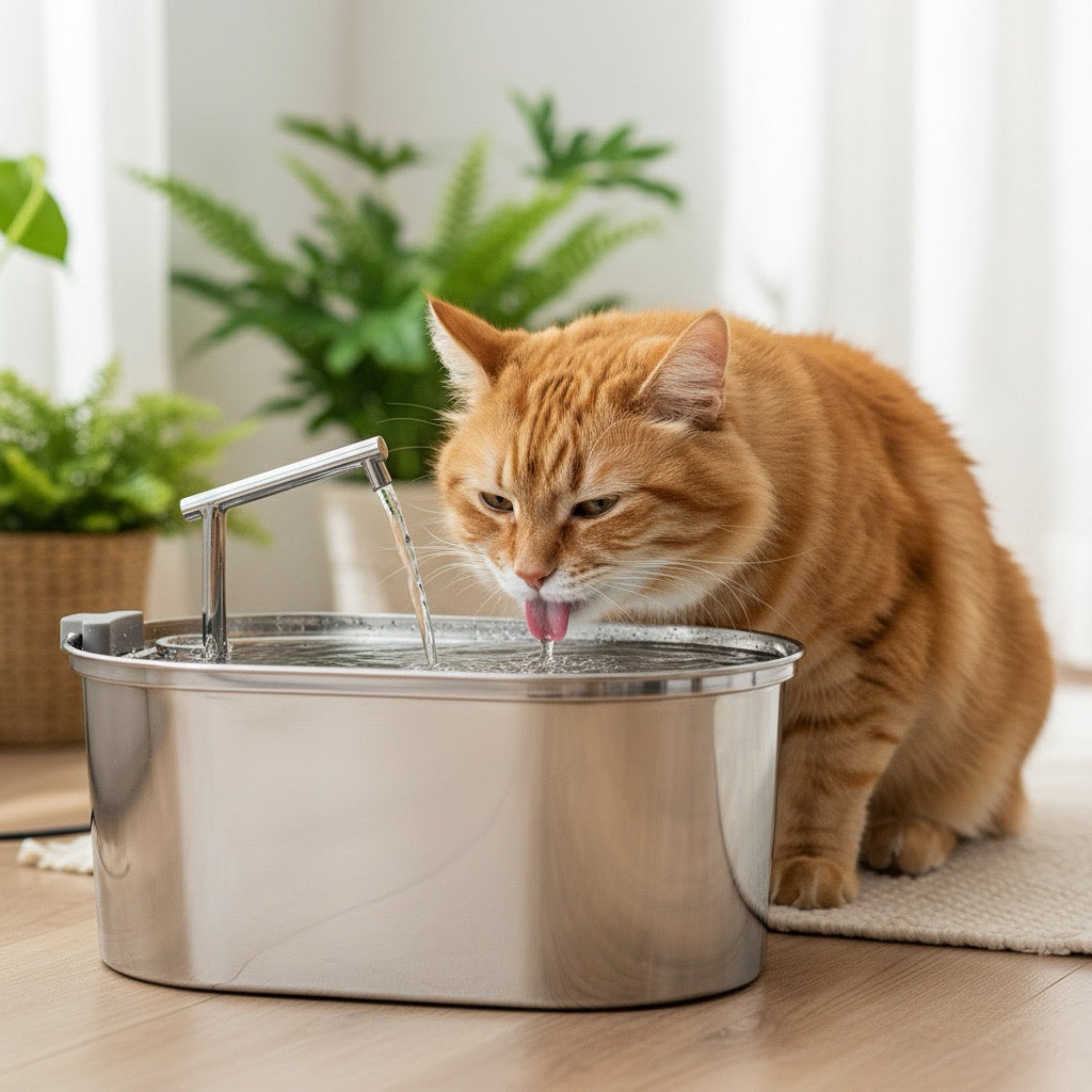 Fontaine à eau pour chat en acier inoxydable - PureCat