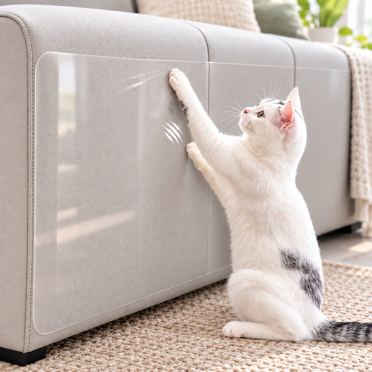 Protection canapé chat film transparent anti griffe PVC durable 
