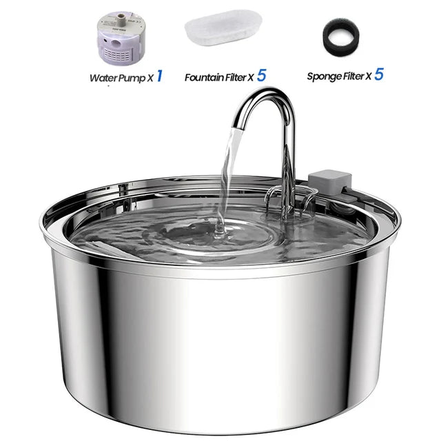 Fontaine à eau chat imitant un robinet, pour hydratation féline optimale. Design intérieur avec système de filtration multi-niveaux, favorisant la santé des chats.