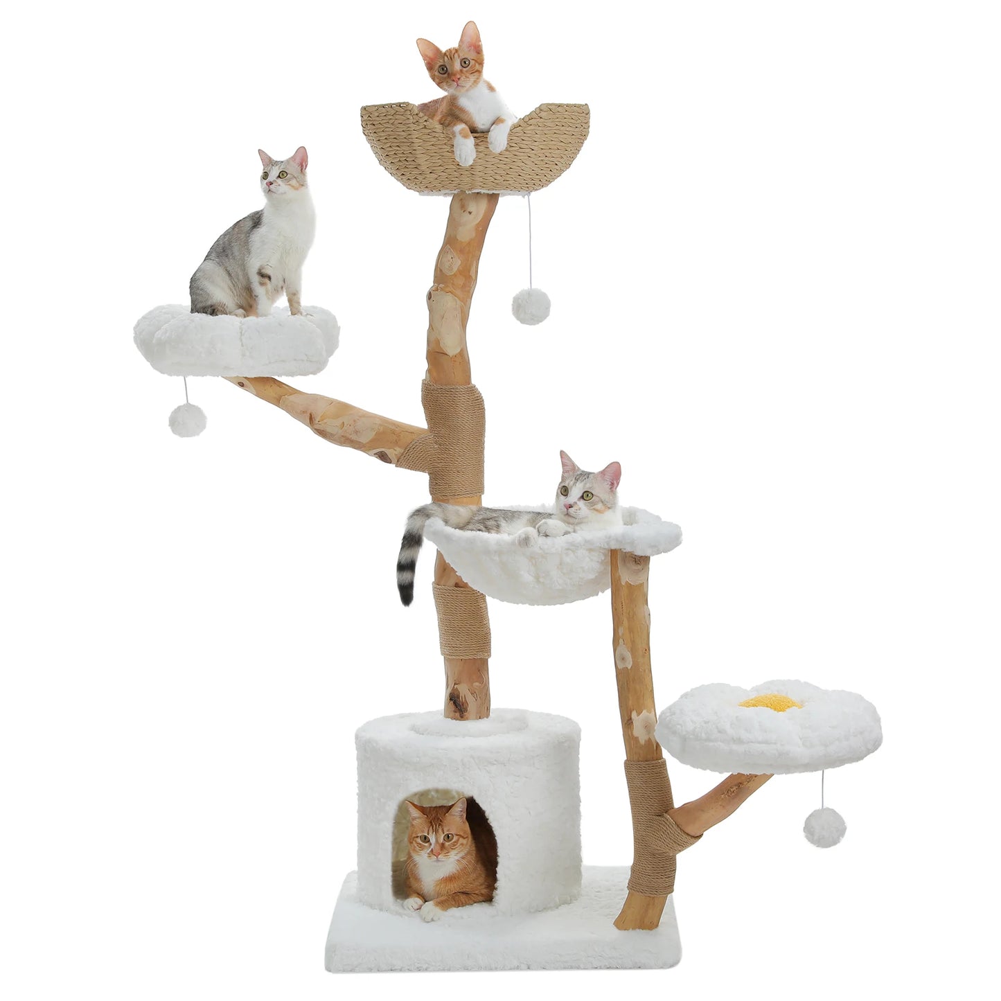 Arbre à chats bois flotté – panier en rotin - Cat-tree