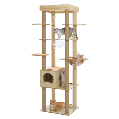 Arbre à chat bois design scandinave xxl pour mulri chats avec griffoirs 