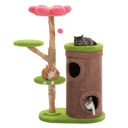 arbre à chat fleur avec grand perchoir doux pour repos en hauteur