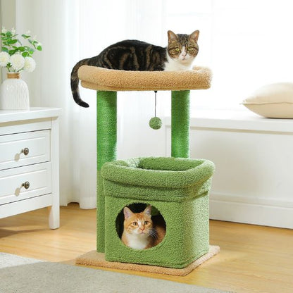 Arbre chat vert cactus avec griffoir  poteaux en sisal naturel pour entretien des griffes