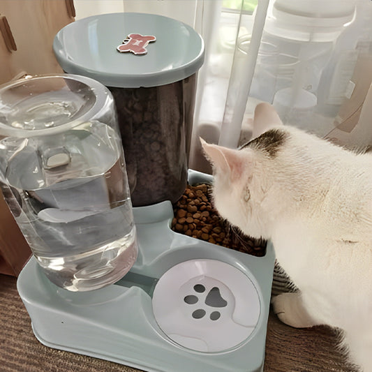  Distributeur croquettes chat 1L bols inclinés automatique