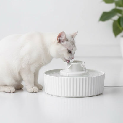 fontaine a eau céramique chat design cascade d'eau grande capacité 2.1l materiel hygienne anti acné chat 
