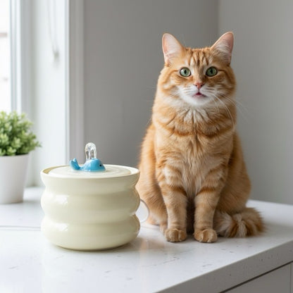 FONTAINE A EAU POUR CHAT CERAMIQUE - Ultra-Silencieuse Design Baleine - AquaWhale