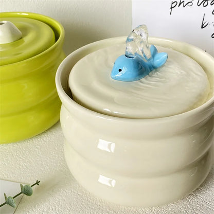 FONTAINE A EAU POUR CHAT CERAMIQUE - Ultra-Silencieuse Design Baleine - AquaWhale