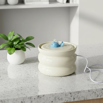 FONTAINE A EAU POUR CHAT CERAMIQUE - Ultra-Silencieuse Design Baleine - AquaWhale