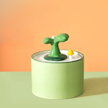 fontaine a eau pour chat ceramique silencieuse hygiénique 1L avec petit champignon décoratif et buse en forme de pousse pour hydratation optimale
