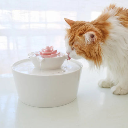 fontaine ceramique chat design fleur lotus chat boit