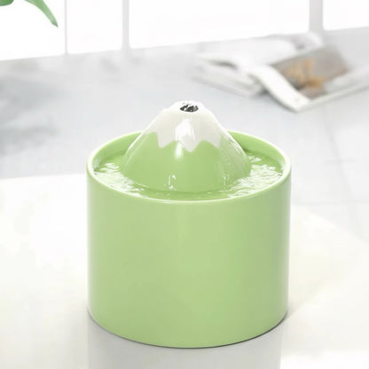 fontaine ceramique chat design mont fuji mini volcan avec eau qui coule des cotés 