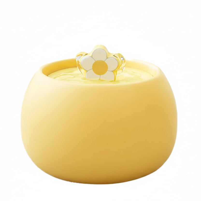 fontaine chat céramique design marguerite couleur jaune