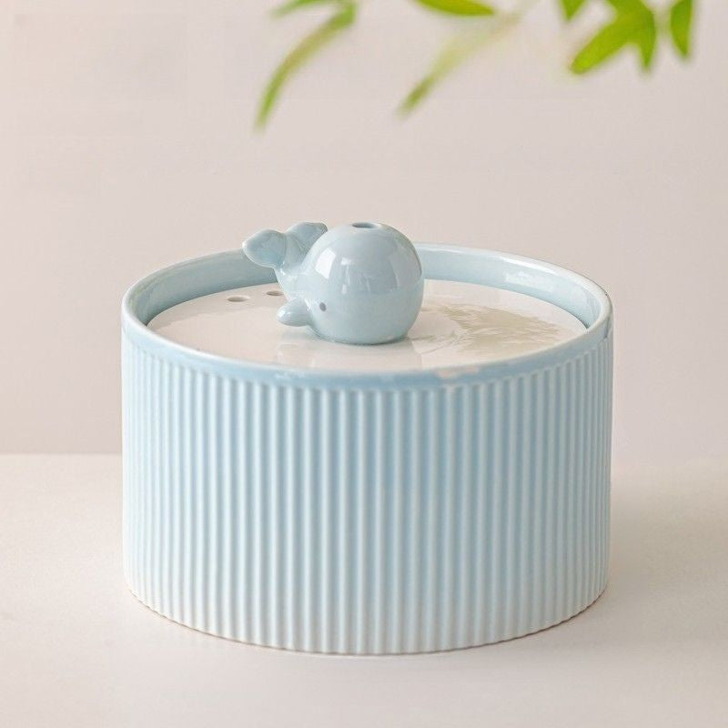fontaine eau ceramique design baleine ultra silencieuse bleu 1500ml