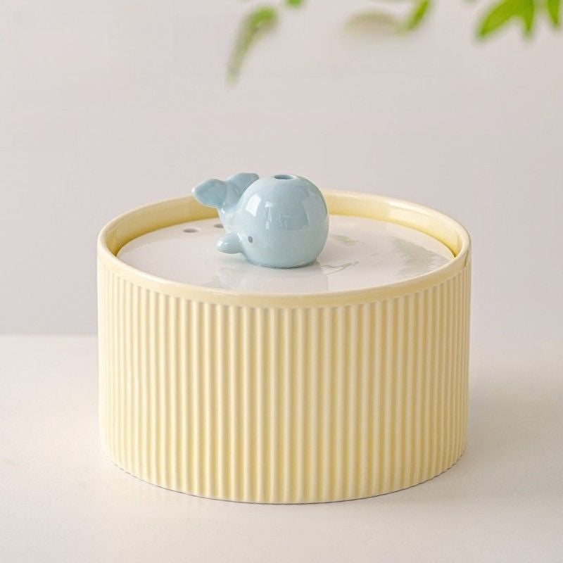 fontaine eau ceramique design baleine ultra silencieuse jaune 1500ml