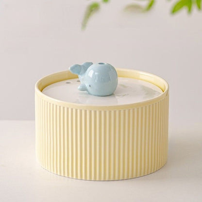 fontaine eau ceramique design baleine ultra silencieuse jaune 1500ml