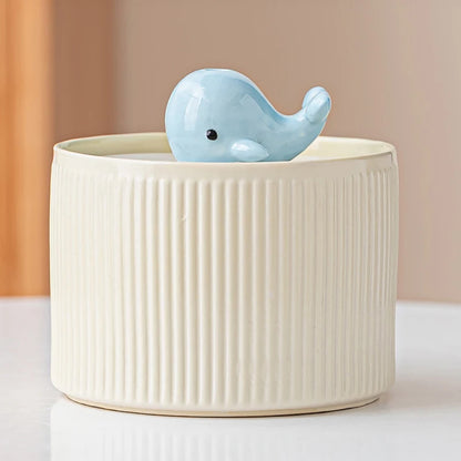 fontaine eau ceramique blanche avec figurine baleine ultra silencieuse