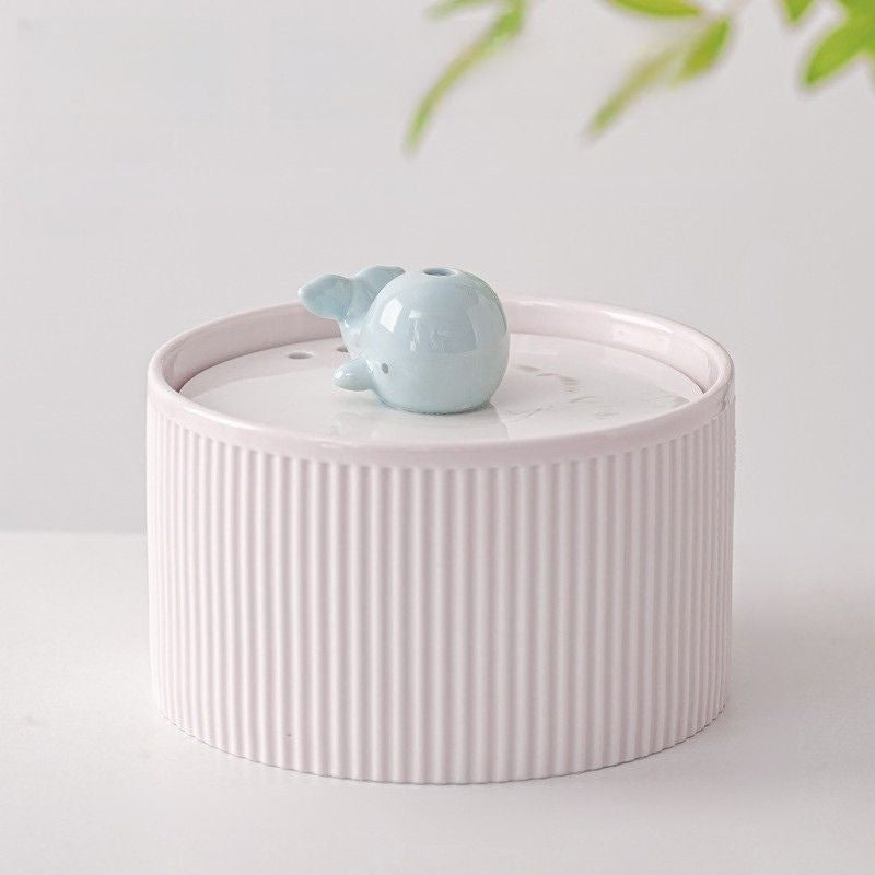 fontaine eau ceramique design baleine ultra silencieuse rose 1500ml