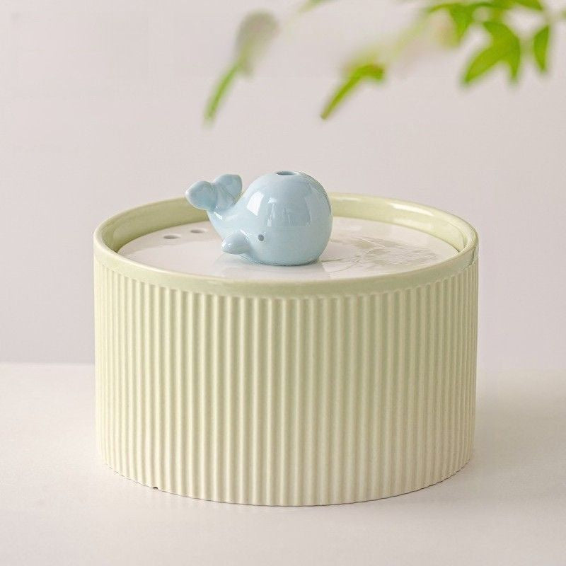 fontaine eau ceramique design baleine ultra silencieuse vert 1500ml