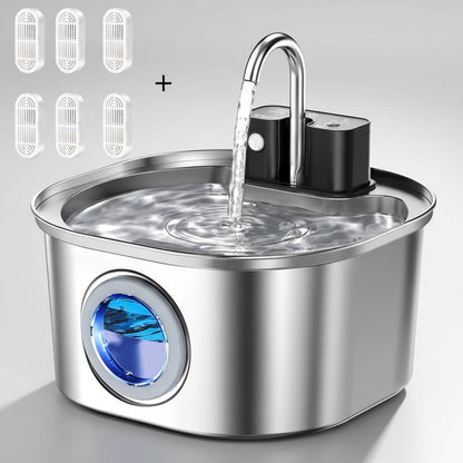 fontaine eau chat sans fil corps acier inoxydable hygienne avec filtres charbon eau fraiche a chaque jour