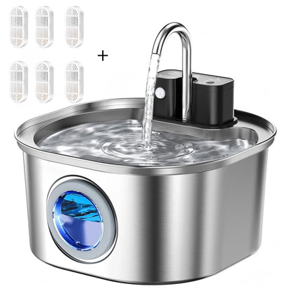 fontaine eau chat sans fil 100% inox avec batterie et filtres inclus
