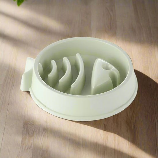 Gamelle anti glouton chat bol vert plastique motif poisson digestion lente