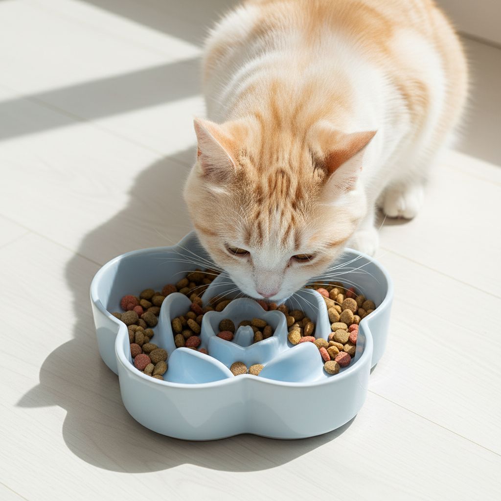 Gamelle anti glouton chat céramique bleu anti vomissement pour chats gloutons
