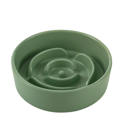 gamelle anti glouton chat design spirale en céramique pour ralentir repas vert