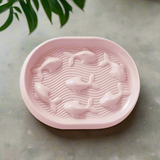 Gamelle anti-glouton chat rose motif poisson anti vomissement