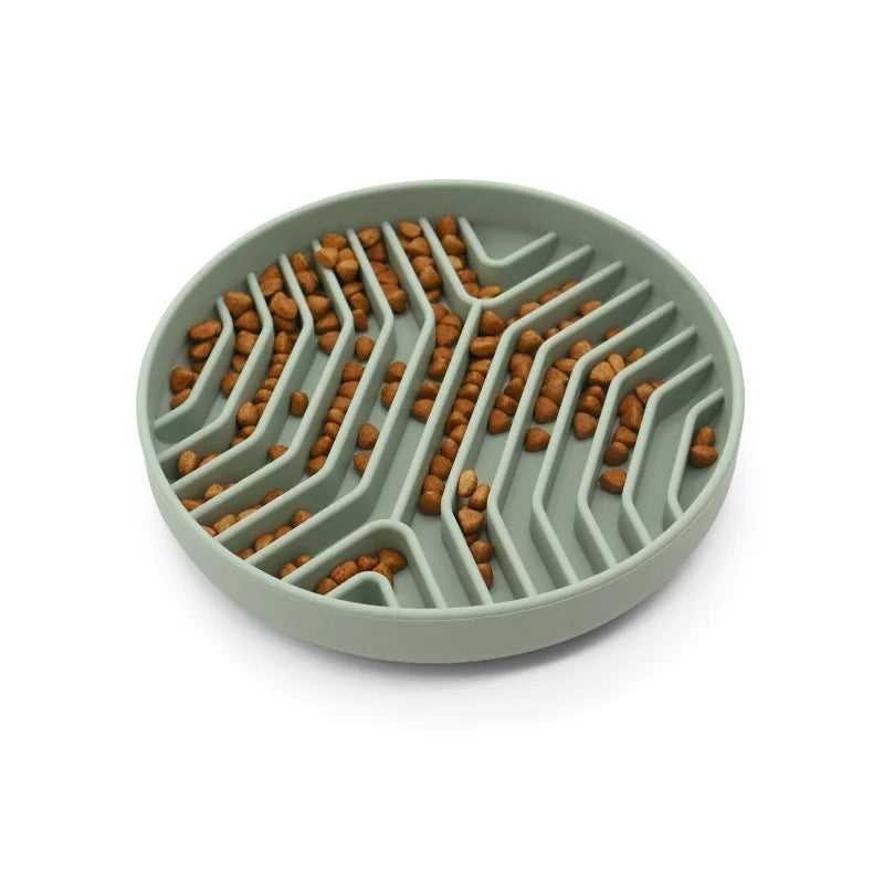 Gamelle anti glouton chat en silicone avec rainures pour ralentir l'ingestion des croquettes