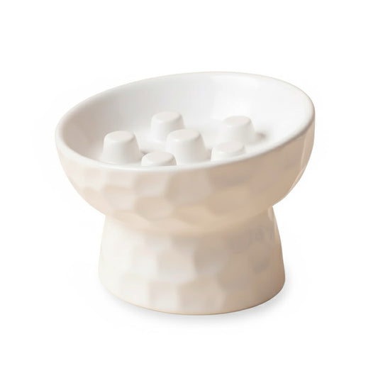 gamelle anti glouton pour chat en céramique avec labyrinthe blanc