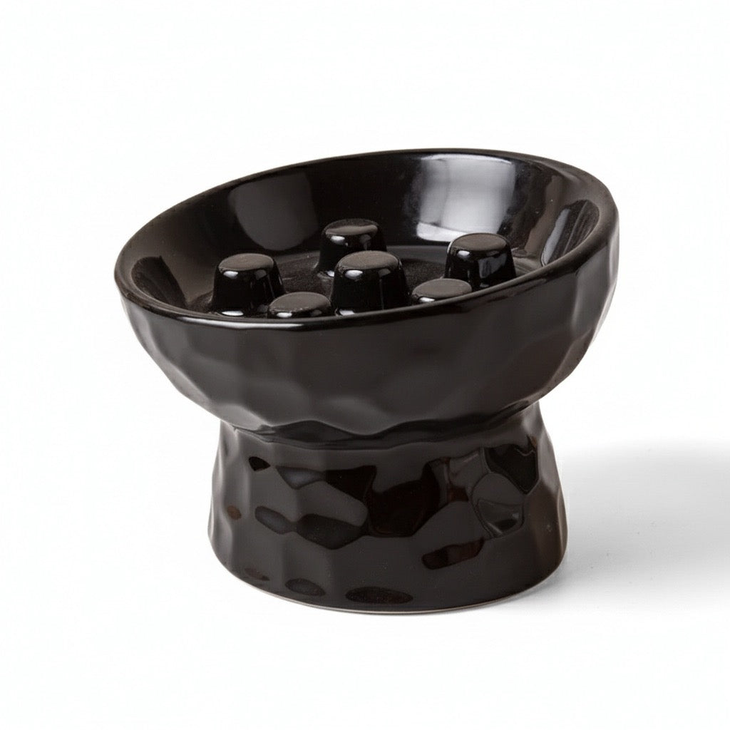 gamelle anti glouton pour chat en céramique hygiénique noir