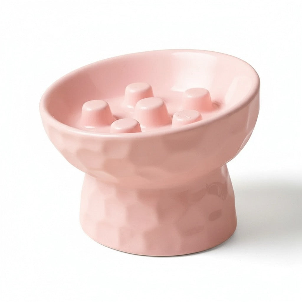 gamelle anti glouton pour chat en céramique hygiénique rose