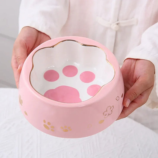  Gamelle chat porcelaine rose motif sakura patte