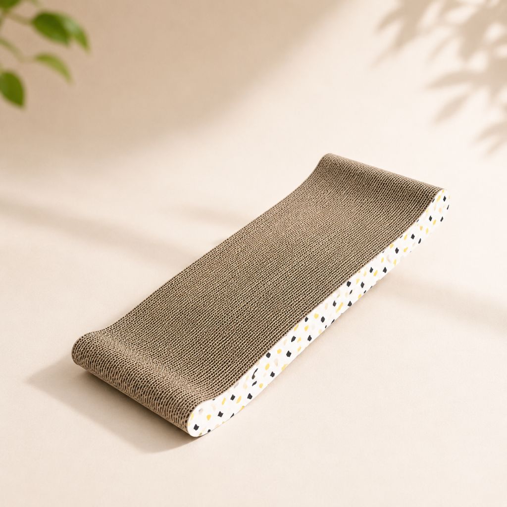 Griffoir chat carton ergonomique pour étirement naturel du chat